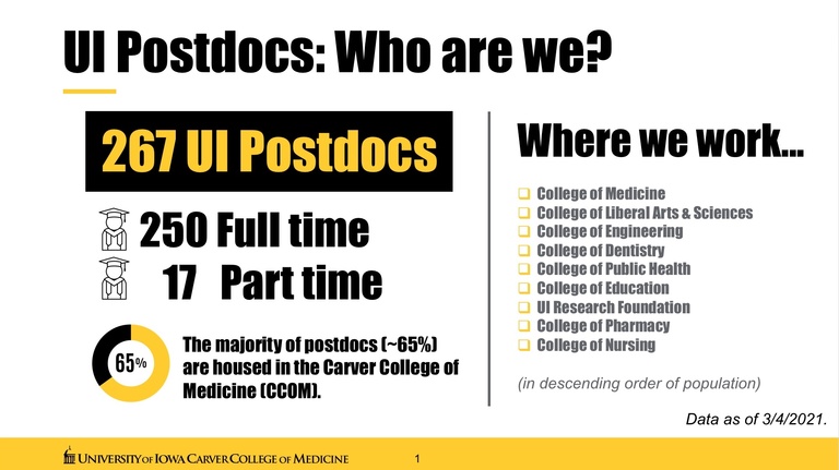 Breakdown of postdoc demographics across colleges