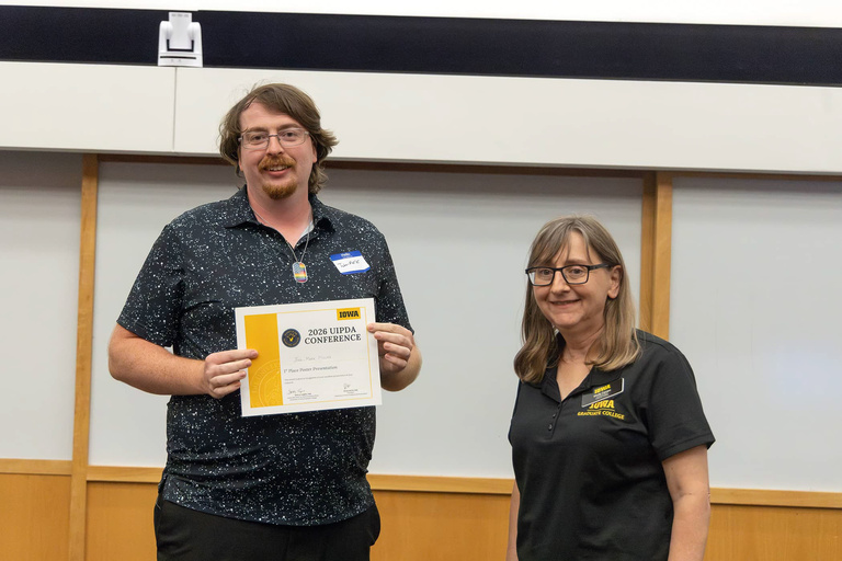 John-Mark Miller won the best poster prize at the 2026 UIPDA Conference.