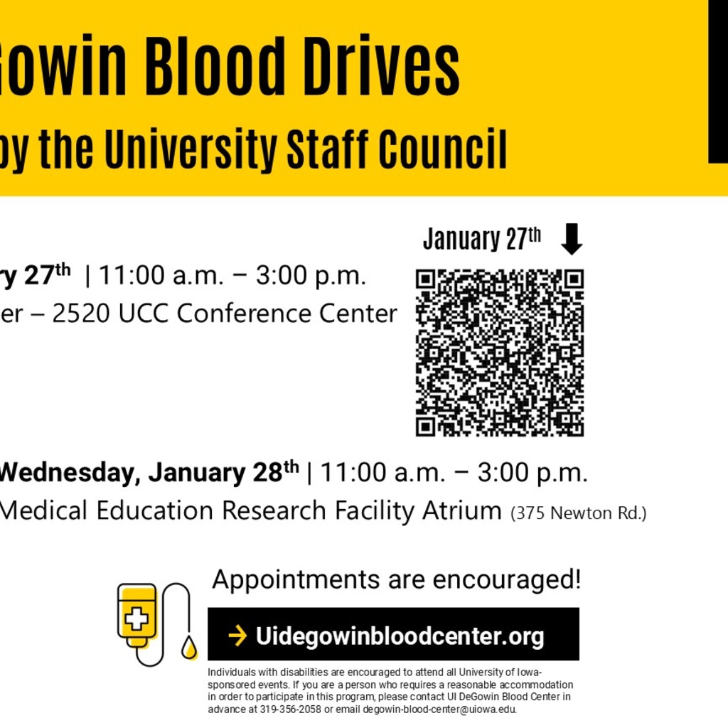 UI Staff Council West Side Blood Drive promotional image