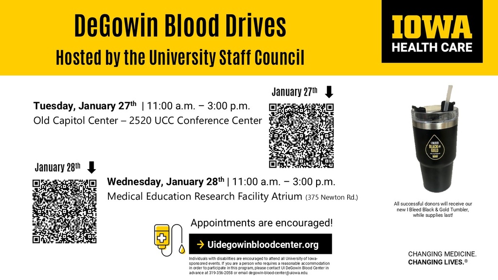 UI Staff Council West Side Blood Drive promotional image
